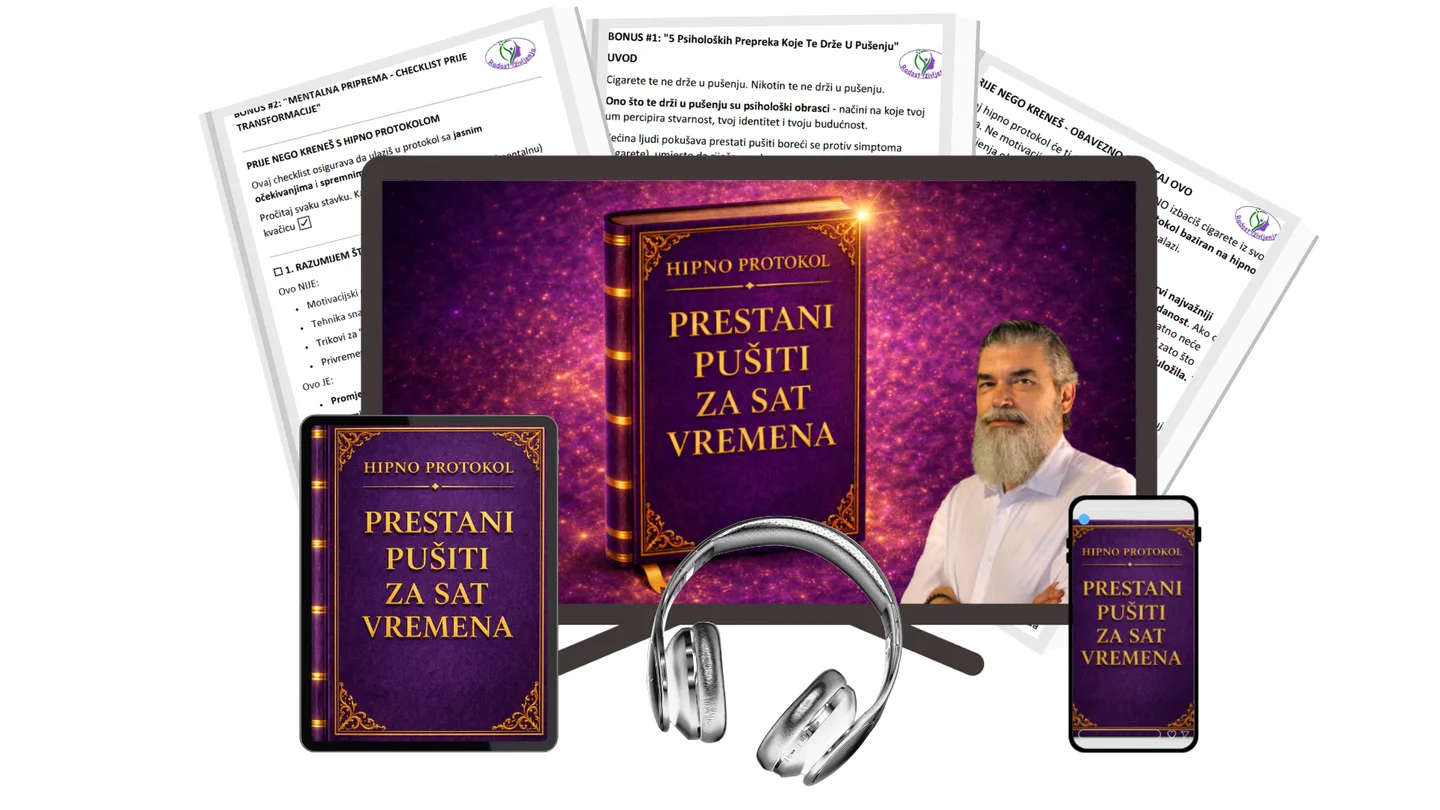 Paket protokola: naslovnica na ekranu, tabletu i mobitelu, slušalice i bonus materijali
